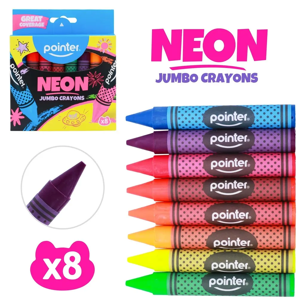 CRAYONS, JUMBO, NEON, SET OF 8 COLORS
