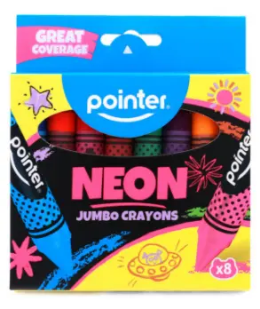 CRAYONS, JUMBO, NEON, SET OF 8 COLORS