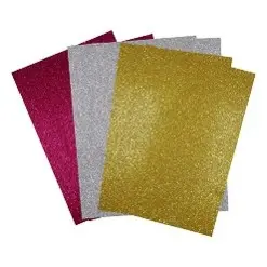 6 ct EVA Glitter Foam Sheets Asst. Colors: Red, Silver & Gold  Size: 6" x 8"