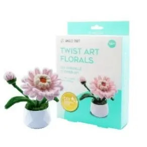 Twist Art Floral DIY Kit - Gerbera Daisy. Include: Pipe Cleaners+Plastic pot+pearl cotton+coral fleece+Hot melt glue 