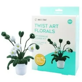Twist Art Floral DIY Kit - Lily of the Valley .  Include: Pipe cleaner Plastic pot+pearl cotton+coral fleece+ Hot melt glue +Iron wire