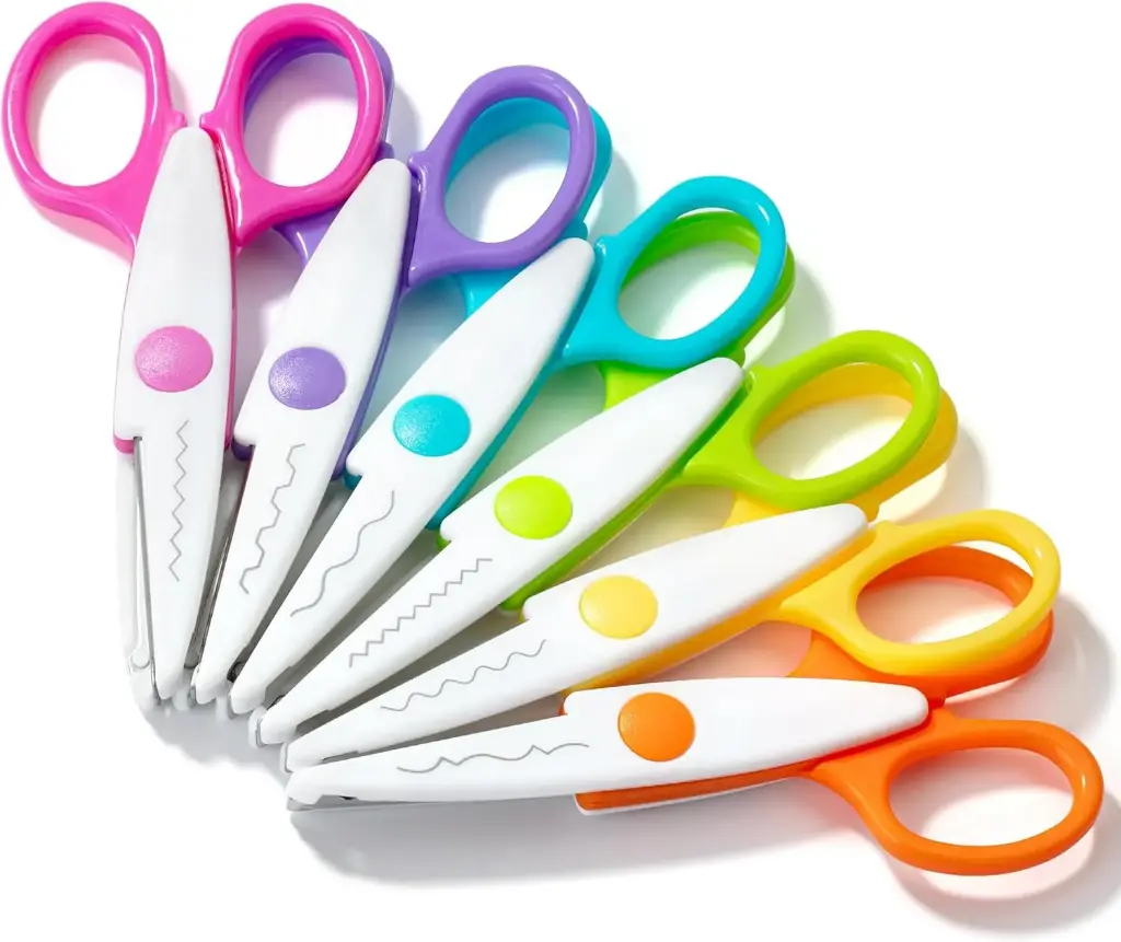 Mr. Pen Craft Scissors - Decorative Edge, 6 Pack, White & Vibrant Color (**)