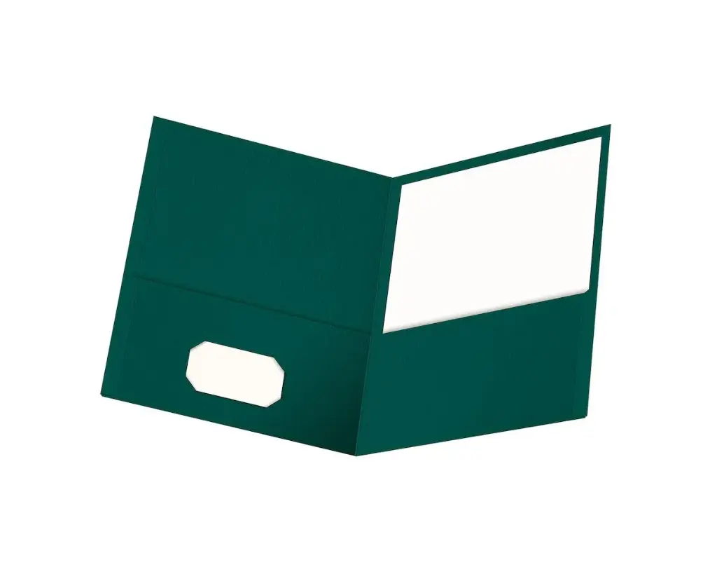 Twin-Pocket Folder, Embossed Leather Grain Paper, Teal, 25/Box