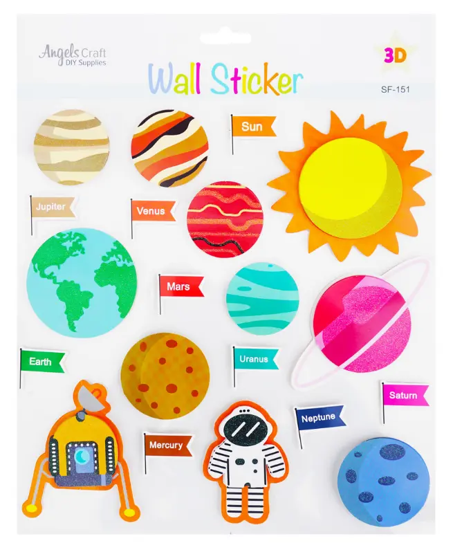 3D Fancy Stickers Solar Planet, Size: 11.5" x 11"