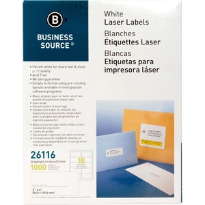 Permanent Adhesive 2" x 4" Laser, Inkjet White 1000/Pk