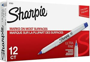 Permanent Markers, Ultra Fine Point, Blue, Dozen