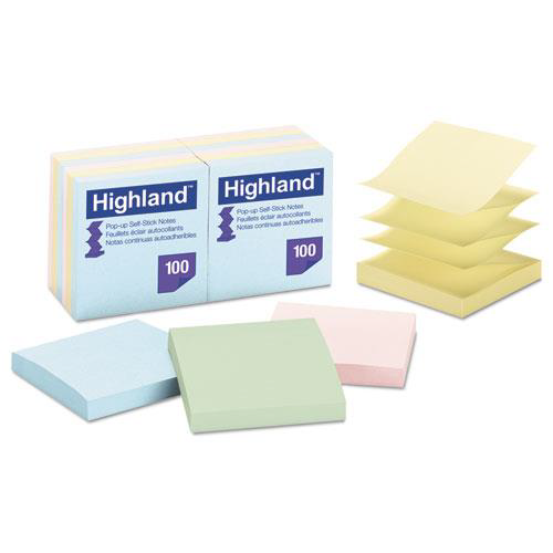 [MMM-6549PUA] Self-Stick Pop-Up Notes, 3 x 3, Assorted Pastel, 100-Sheet, 12/Pack