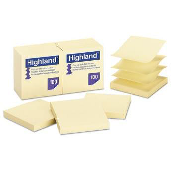 [MMM-6549PUY] Self-Stick Pop-Up Notes, 3 x 3, Yellow, 100-Sheet, 12/PK