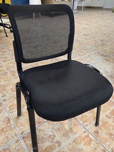 [OPTIMA-V-BLK] Visitor Chair. Oval Tubular Steel. Contoured Mesh Back. Stack-able & Ganging. – Black Mesh Back