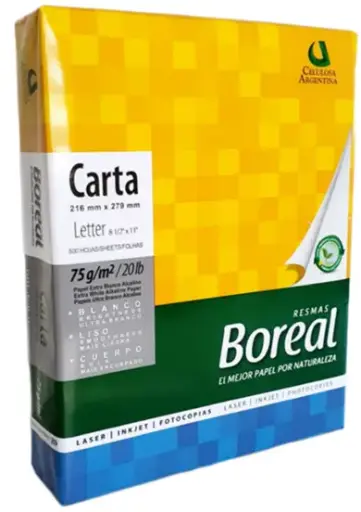 [020A01FB] Papel Blanco, Tamaño Carta (8 1/2 x 11), 10 Ream/Box, BOREAL