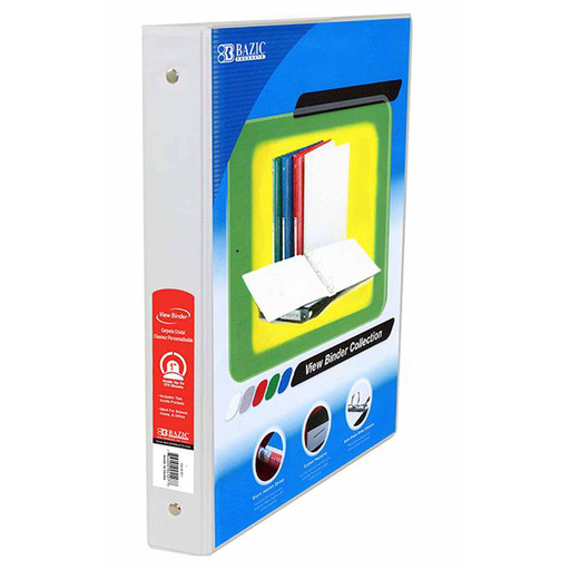 [3137] 1" White 3-Ring View Binder w/2-Pockets