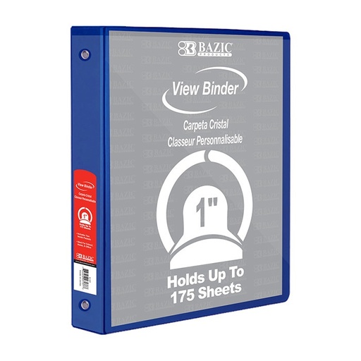 [3191] 1" Blue 3-Ring View Binder w/ 2-Pockets