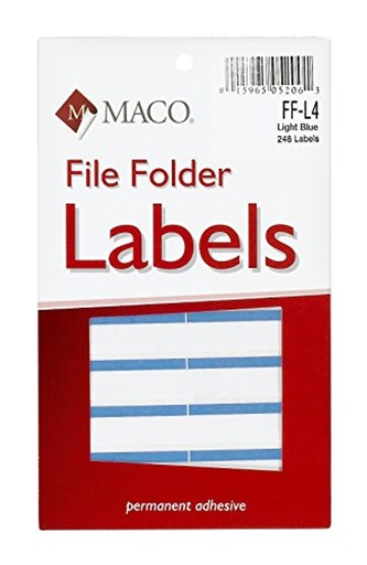 [MFF-L4] Light Blue File Folder Labels, 9/16 x 3-7/16 Inches, 248/Pk