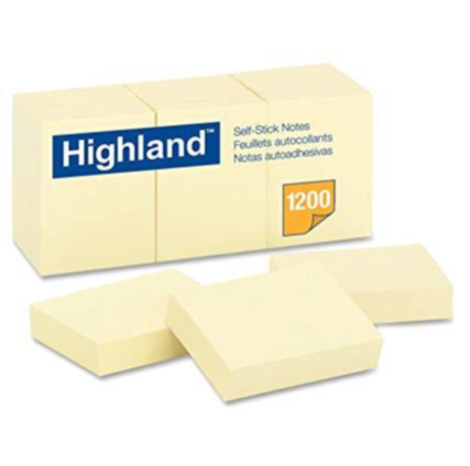 [MMM-6539] Self-Stick Notes, 1 1/2 x 2, Yellow, 100-Sheet, 12/Pack (70016043633)