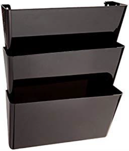 [O0400-1] File Holder Wall Mounted 3 Pockets, Legal Size, Black Color