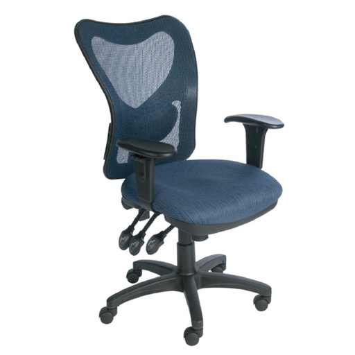 [OPTIMA-BLE] Operational Chair. Fully Articulated, with Seat Glide and Back Height Adjustment. Independent Seat Angle and Back Pitch Control. Six Position Adjustable Arms – Blue Mesh Back