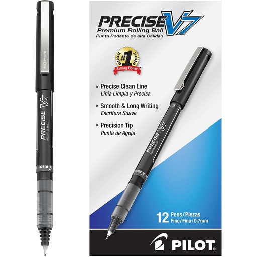 [PIL35346] Precise V7 Roller Ball Stick Pen, Precision Point, Black Ink, .7mm, Dozen