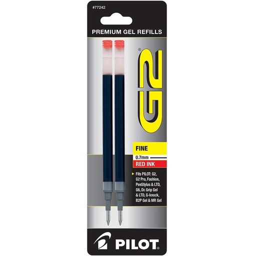 [PIL77242] Refill for G2 Gel, Dr. Grip Gel/Ltd, ExecuGel G6, Q7, Fine Tip, Red, 2/Pack