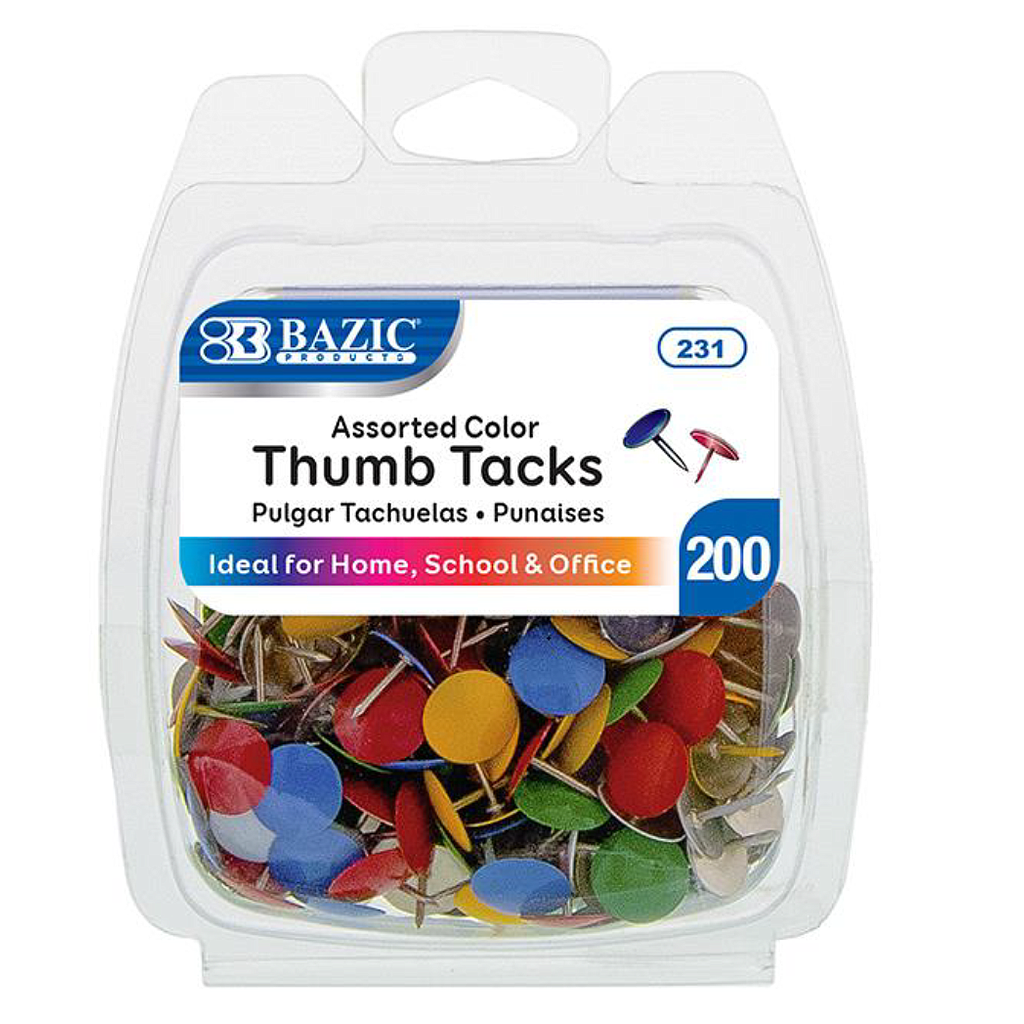 Assorted Color Thumb Tack, 200/Pk | Multidesk LLC