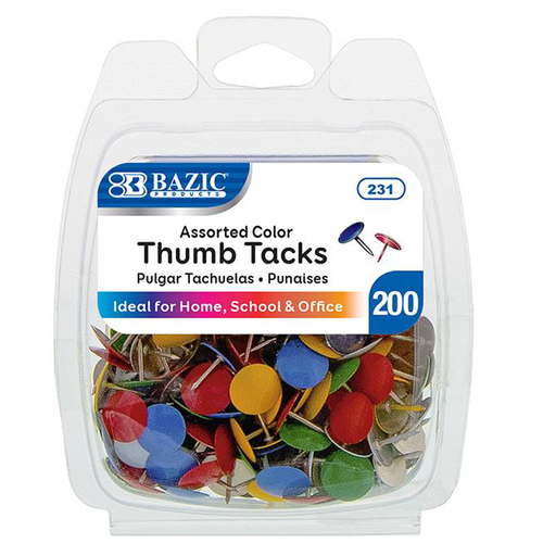 [231] Assorted Color Thumb Tack, 200/Pk