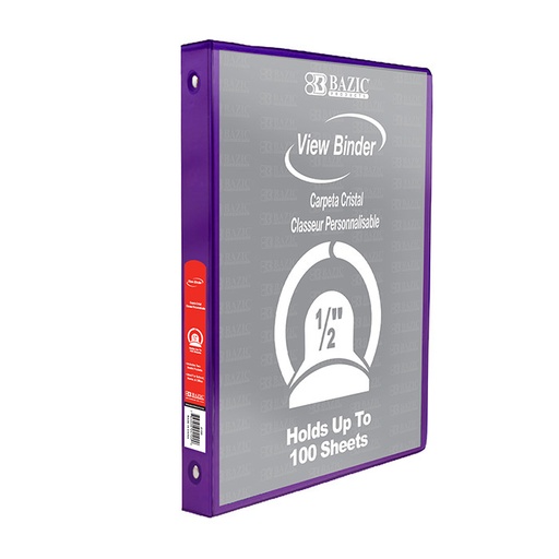 [4107] 1/2" Purple 3-Ring View Binder w/2-Pockets