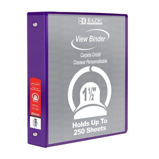 [4147] 1 1/2" Purple 3-Ring View Binder w/2-Pockets