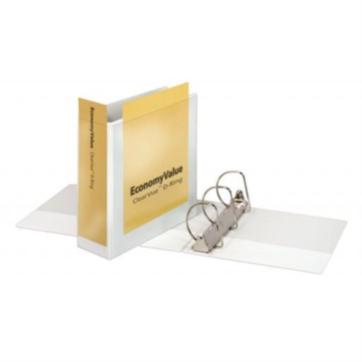 [CRD-90781] Economy Binder, ClearVue, Slant-D Ring, 4", White, Each