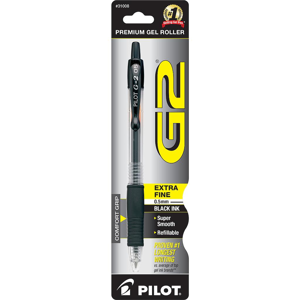 [PIL31008] G2 Gel Ink Rolling Ball, 0.5mm, Black, Blister