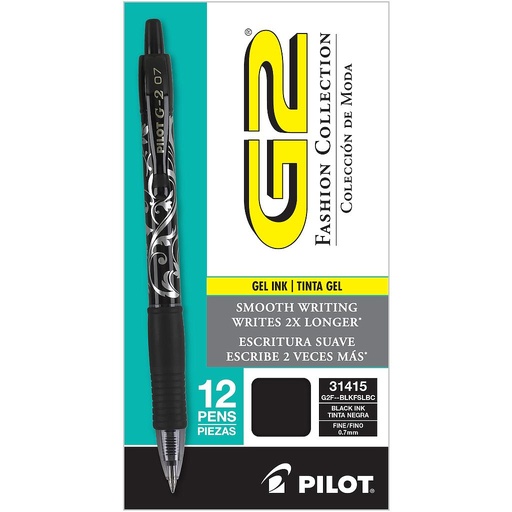 [PIL31415] G2 Fashion Black Ink Silver Design Bc,Fine Dozen Box