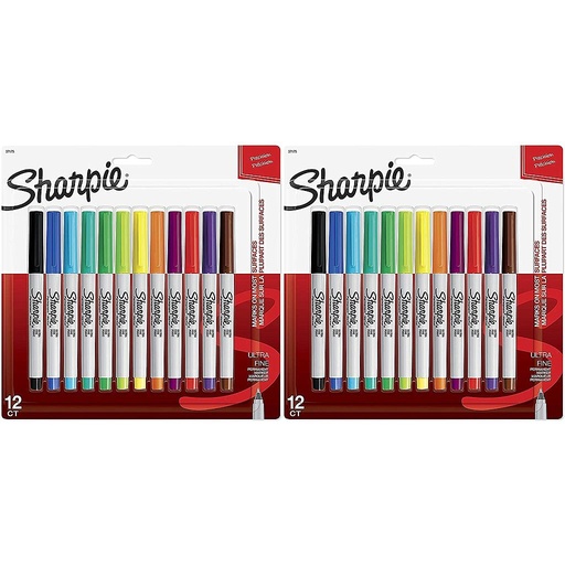 [SAN-37175PP] Sharpie Ultra Fine Point Permanent Marker, Assorted, 12/Pk