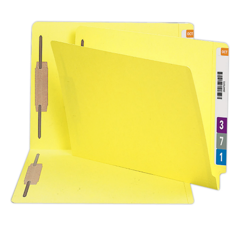 [SMD-25940] Heavyweight Colored End Tab Folders with Two Fasteners, Straight Tab, Letter Size, Yellow, 50/Box