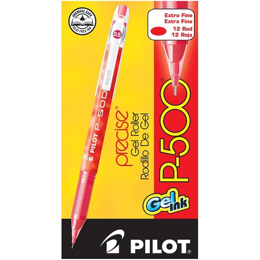 [PIL38602] P-500 Gel Ink Rolling Ball,Red, Extra fine, Dozen