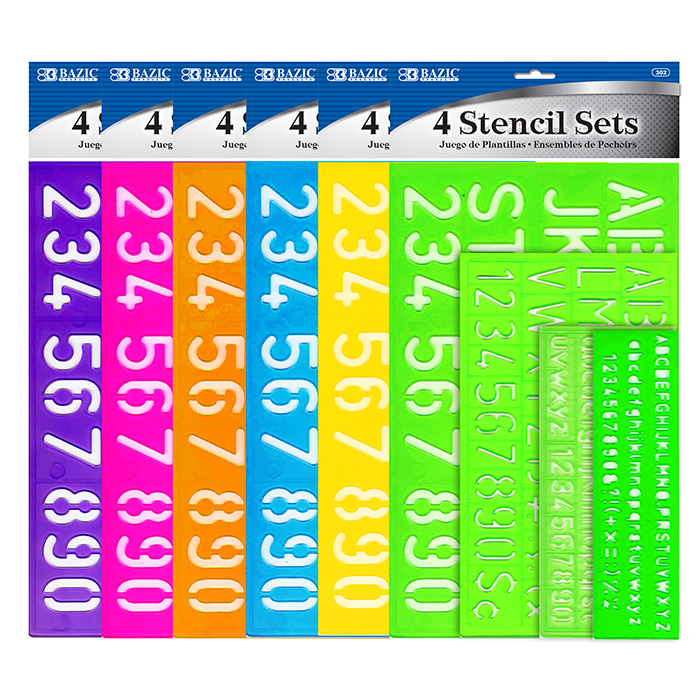 [302] Lettering Stencil Sets (4/Pack)