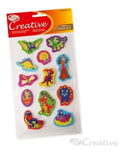 [C901046] Sticker de Goma Eva Dinosaurios 12 unidades