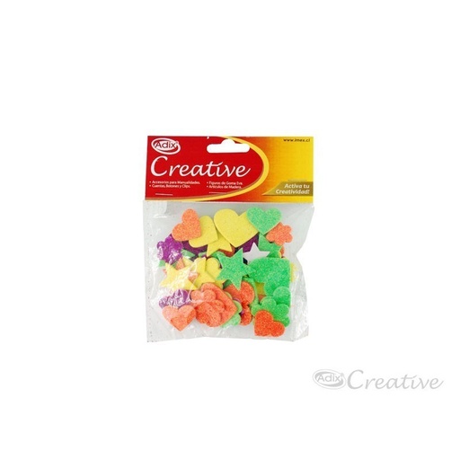 [C602035] Figuras de goma Eva adhesiva con glitter (45 piezas)