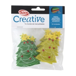 [C604042] Creative Árboles Navideños (fieltro) Adhesivo pk/12u