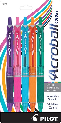 [PIL31808] Acroball colors 77% recycled content, 5 pack, assorted ink, medium point 1.0mm
