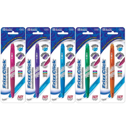 [17075] Frizz Fashion Color Erasable Gel Retractable Pen with Grip