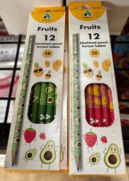 [2061000020990] ADEL Fruits Blacklead Pencil, Rounded, 2B, Dipped, Pack of 12 pcs