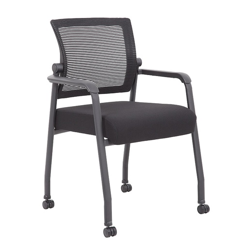 [B6889R-BK] Linear Mesh 4-Legged Guest Chair w/ Casters