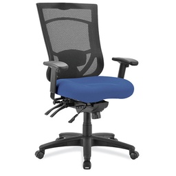 [8014ASNSFBL] CoolMesh Pro Collection | Multi-Function, High Back Chair with Upholstered Seat, Adjustable Arms and Black Frame (Celestial Blue Seat)