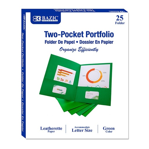 [2184] Premium Green Color 2-Pocket Portfolio (25/Box)