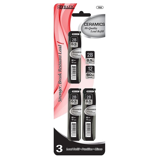 [793] 12 Ct. 0.5 mm Ceramics High-Quality Mechanical Pencil Lead (3/Pack)