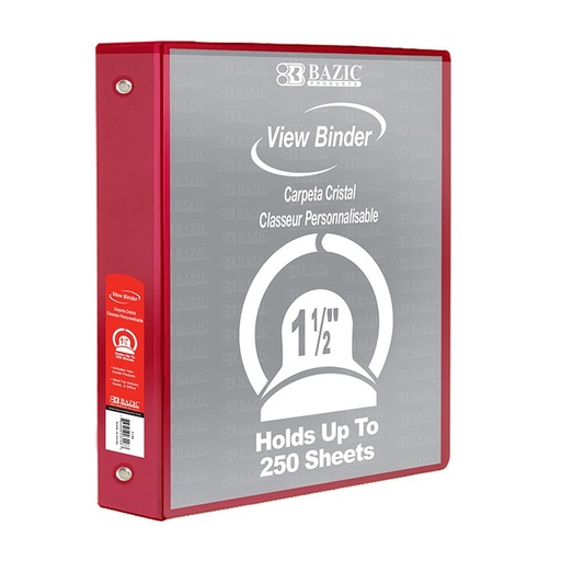 [4143] 1.5" Red 3-Ring View Binder w/ 2-Pockets