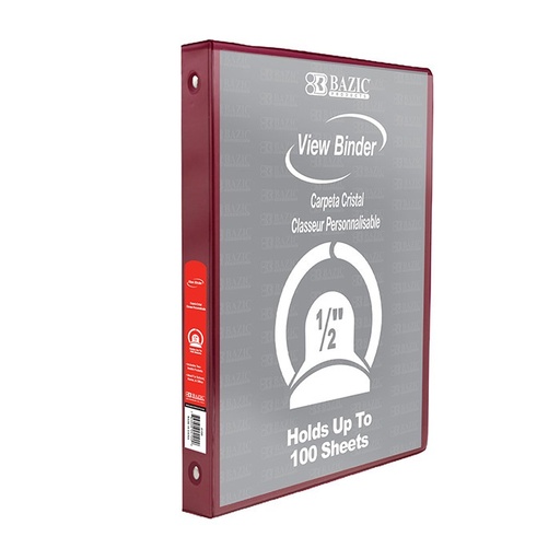 [4100] 1/2" Burgundy 3-Ring View Binder w/ 2-Pockets