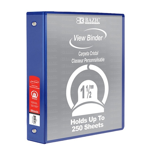 [3192] 1.5" Blue 3-Ring View Binder w/ 2-Pockets