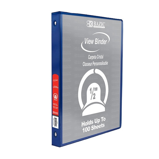 [3190] 1/2" Blue 3-Ring View Binder w/ 2-Pockets