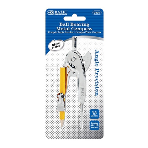 [2805] Metal Ball Bearing Compass w/ #2 Wood Pencil