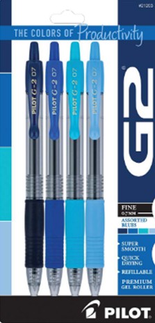 [PIL21203] G2 4 pack fine point NVY/BLU/TRQ/PWK