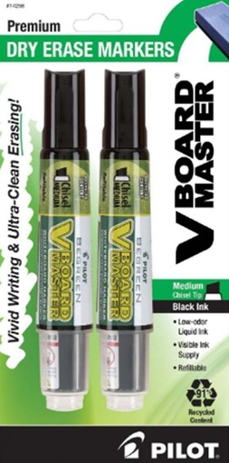 [PIL14258] 2 PACK • MEDIUM CHISEL TIP Dry erase marker BLK